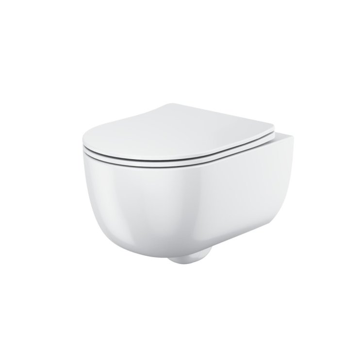Scudo Riviera White Rimless Round Wall Hung Pan and Soft Close Seat