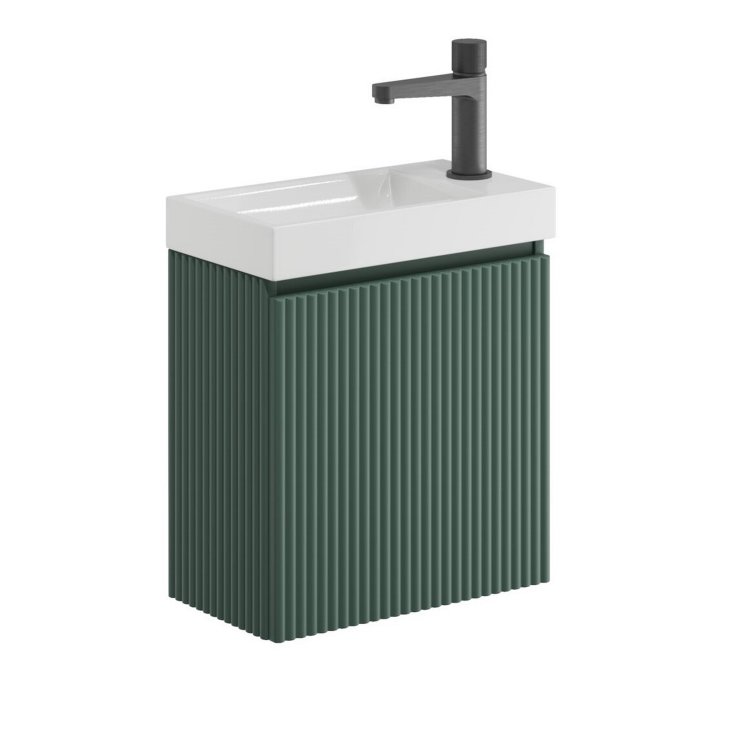 Scudo Linea 400mm Reed Green Wall Hung Cloakroom Vanity Unit and Basin