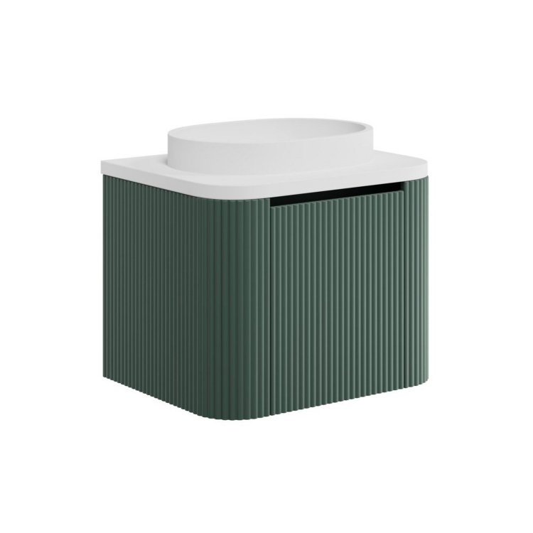 Scudo Linea Curve 600mm Reed Green Wall Hung Vanity Unit and Basin