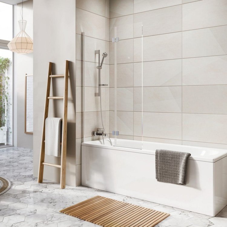 Scudo Dawn Thalia 1500 x 900mm Chrome Outward Opening Bath Screen