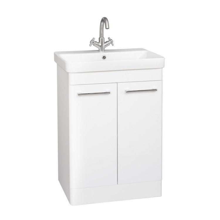 Kartell Options 24 600mm White Floor Standing 2 Door Vanity Unit & Basin