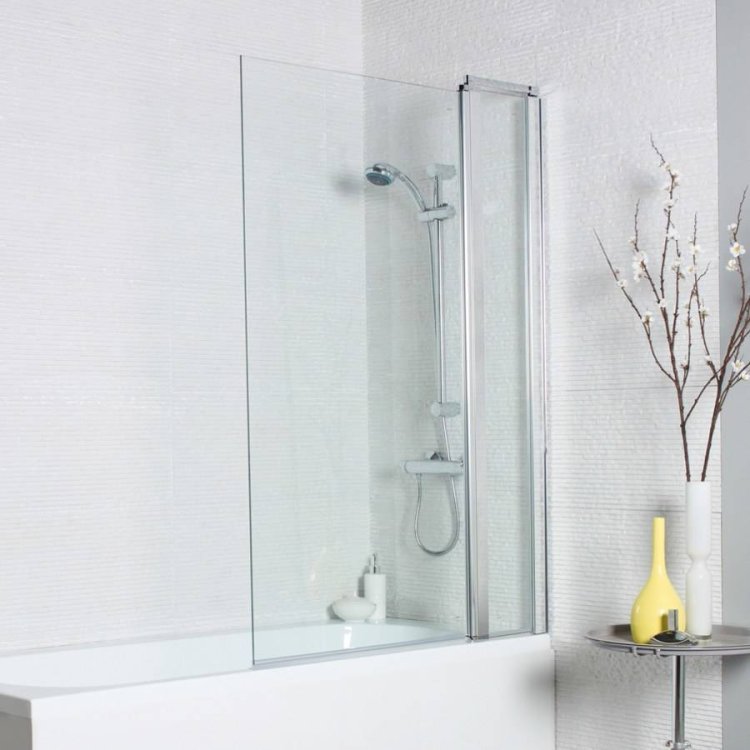 Kartell Koncept Straight Square Edge 1000mm Bath Screen With Extension Panel 2