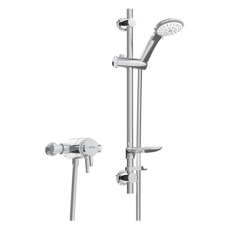 WS-Bristan Prism Thermostatic Exposed Dual Control Shower Valve with Adjustable Riser Kit-1