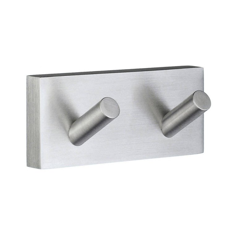 Smedbo-House-Brushed-Chrome-Double-Towel-Hook