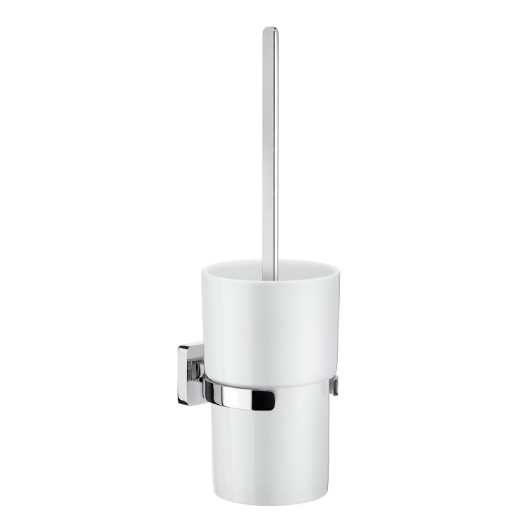 Smedbo Ice Polished Chrome Toilet Brush with Porcelain Container