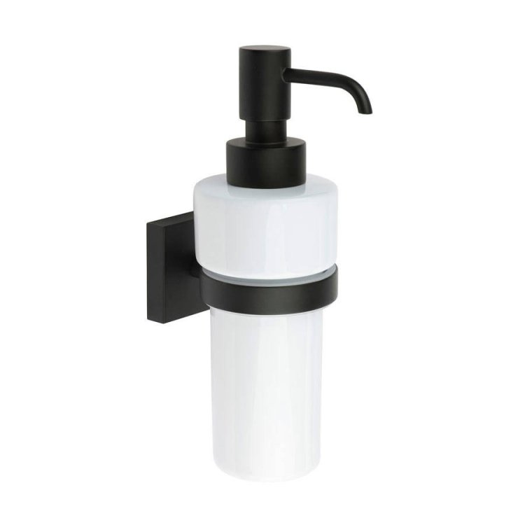 Smedbo-House-Black-Holder-with-Porcelain-Soap-Dispenser