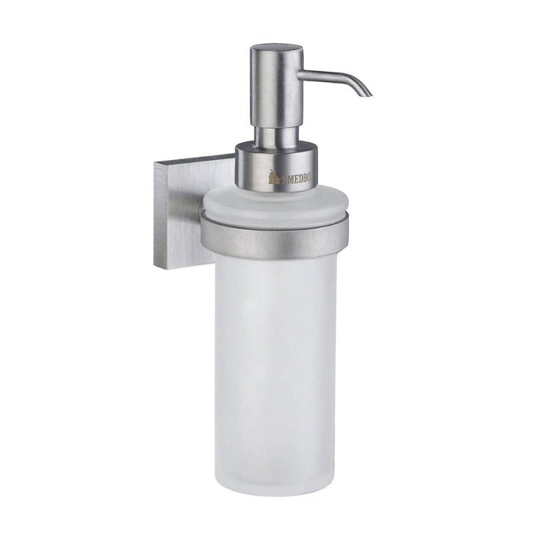 Smedbo-House-Brushed-Chrome-Holder-with-Glass-Soap-Dispenser