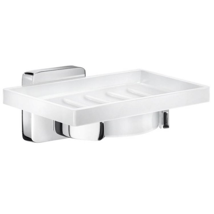 Smedbo Ice Polished Holder with Porcelain Soap Dish in Chrome 