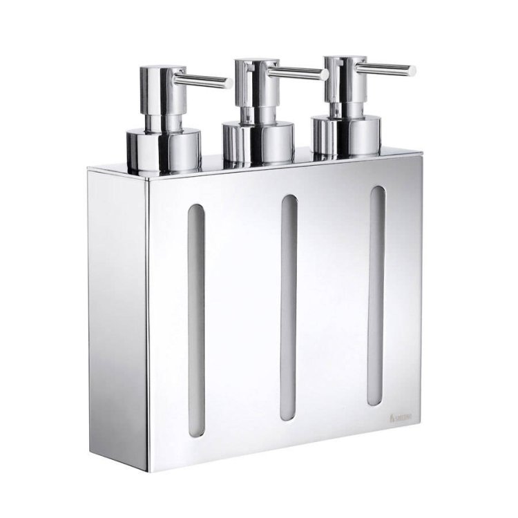Smedbo-Outline-Wall-Mounted-Soap-Dispenser-with-Three-Containers