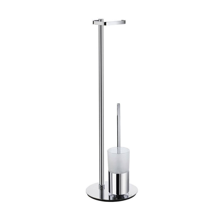 Smedbo-Outline-Round-Toilet-Roll-Holder-and-Brush-with-Glass-Container
