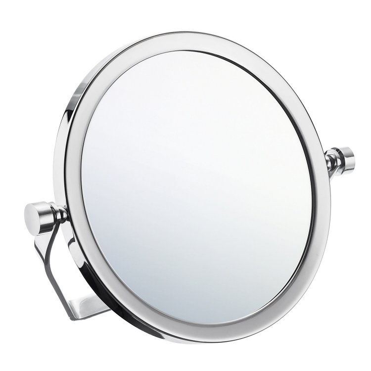 Smedbo Outline Chrome Shaving and Makeup Travel Mirror with Swivel Stand