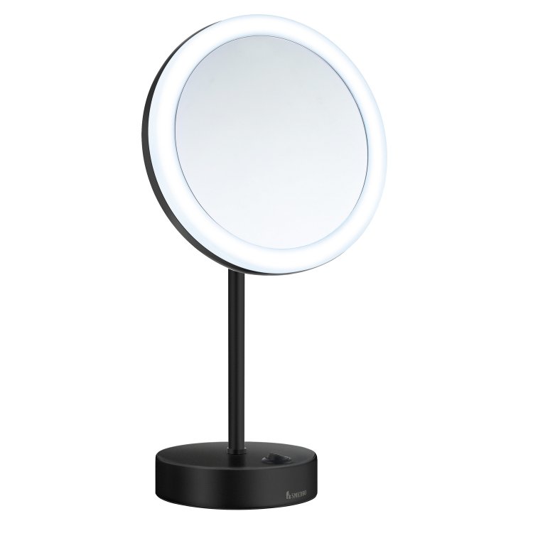 Smedbo Outline Black 5x Shaving and Makeup Mirror with LED