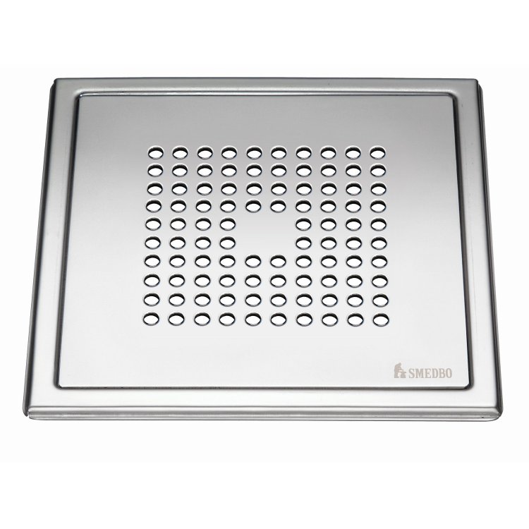Smedbo Outline Polished Stainless Steel Floor Grating Square Pattern
