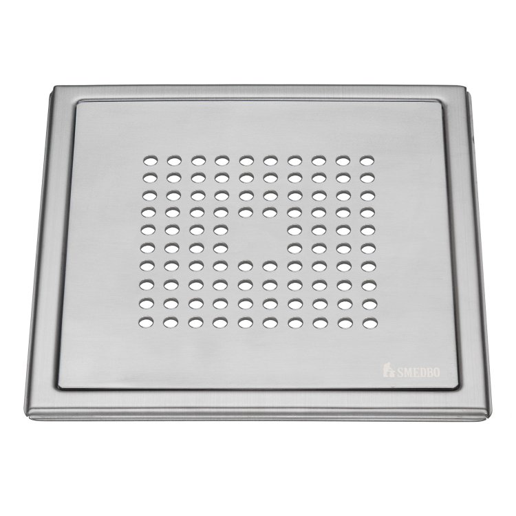 Smedbo Outline Brushed Stainless Steel Floor Grating Square Pattern