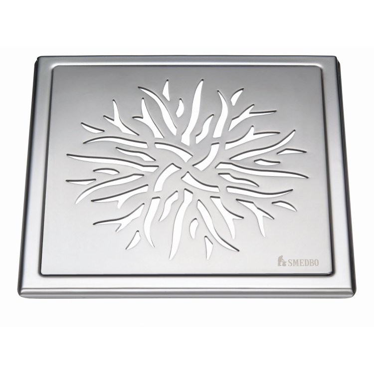 Smedbo Outline Polished Chrome Floor Grating Crown Pattern