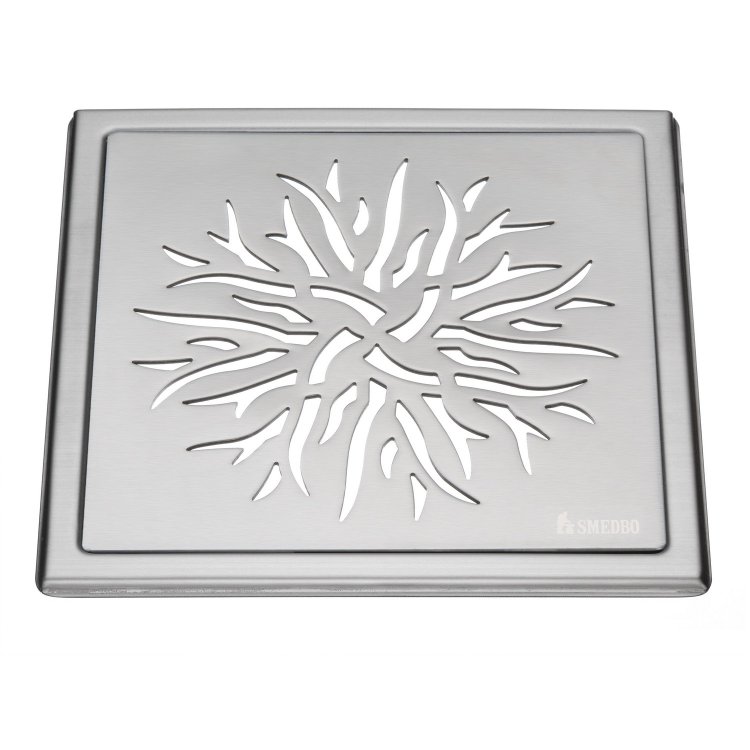 Smedbo Outline Brushed Stainless Steel Floor Grating Crown Pattern
