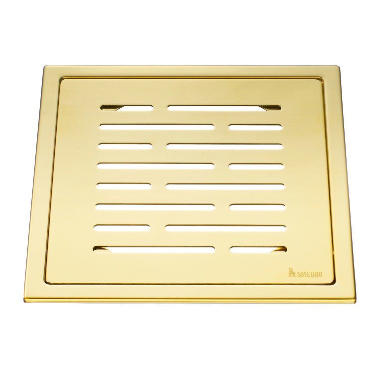 Smedbo Outline Polished Brass Floor Grating Lines Pattern