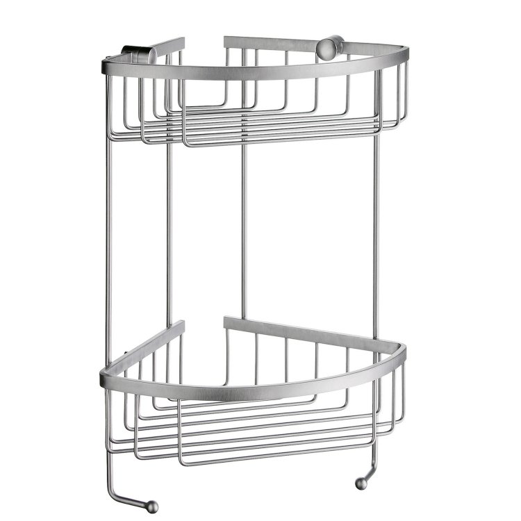 Smedbo Sideline Brushed Chrome 195 x 195mm Double Corner Soap Basket
