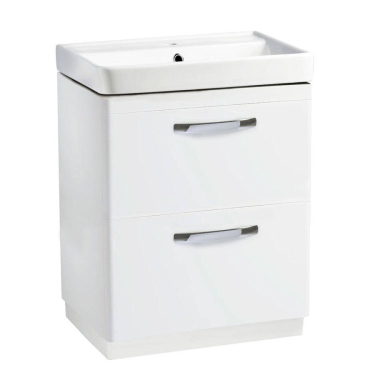 Tavistock-Compass-600mm-Gloss-White-Double-Drawer-Freestanding-Unit-&-Basin