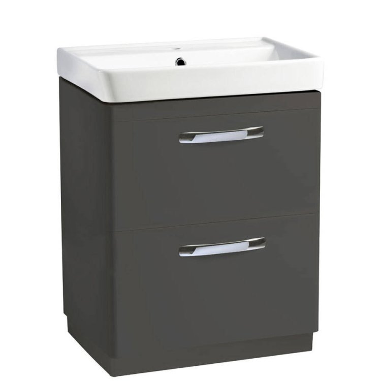 Tavistock-Compass-600mm-Gloss-Clay-Double-Drawer-Freestanding-Unit-&-Basin