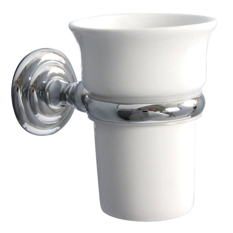 Miller Richmond White Ceramic Tumbler with Chrome Holder