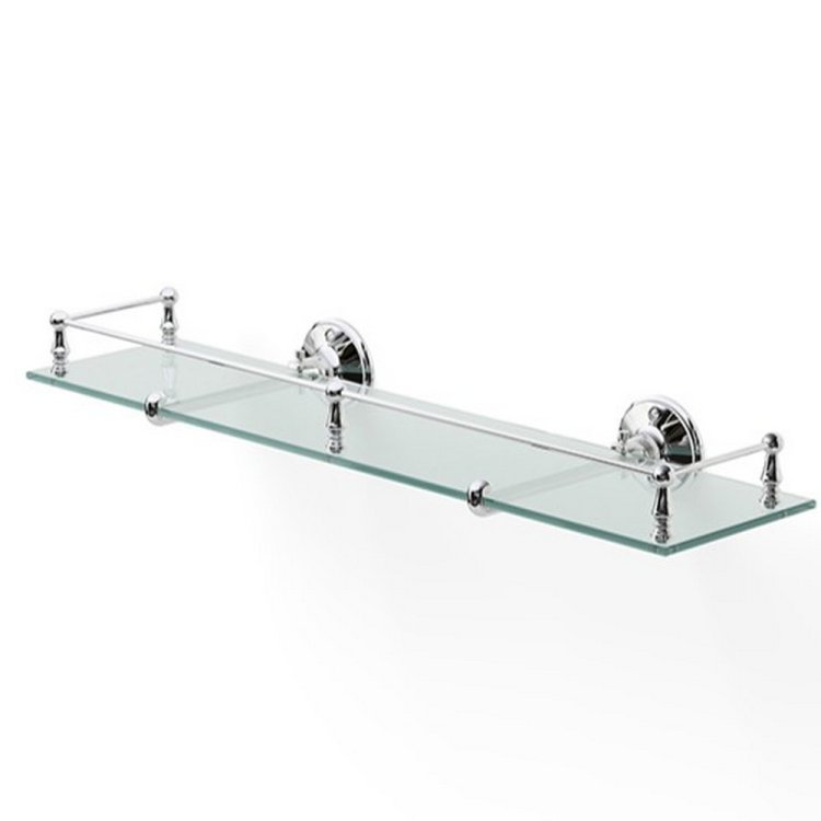 Miller Stockholm 500mm Clear Glass Shelf with Chrome Guard Rail