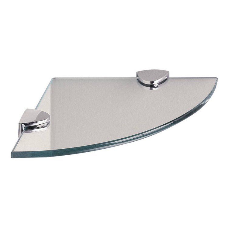 Miller Classic 200mm Glass Round Corner Shelf with Chrome Brackets
