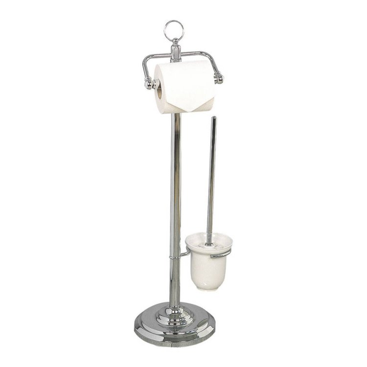 Miller Classic Freestanding Toilet Roll Holder With Brush Set And Optional Lid 1