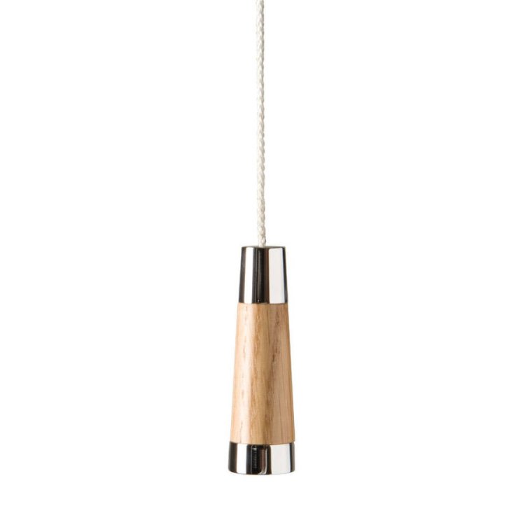 Miller Classic Chrome and Solid Natural Oak Conical Light Pull