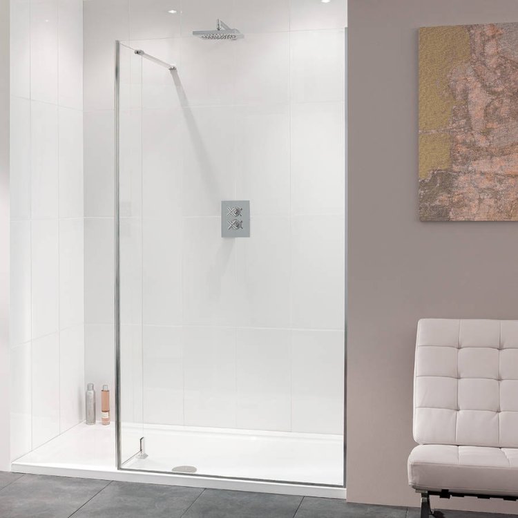 Lakes Coastline Nice 1100mm Walk-In Shower Panel (10mm Glass) (With Tray)