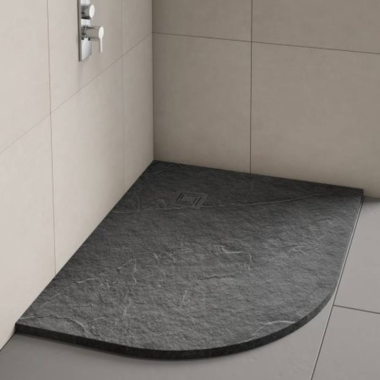 Merlyn Truestone 1200 x 900mm Left Hand Offset Quadrant Tray Fossil Grey
