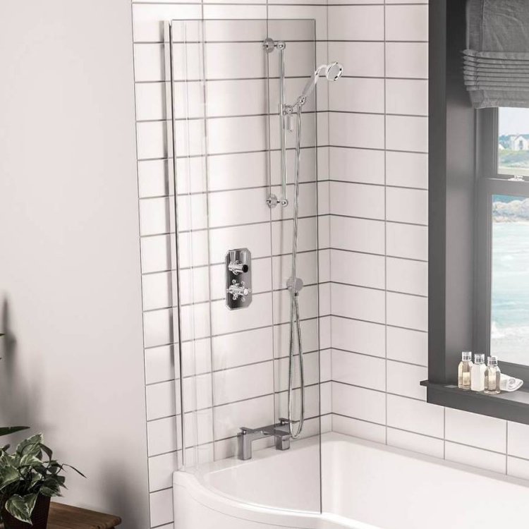 Beaufort Silver C Shape Bath Screen