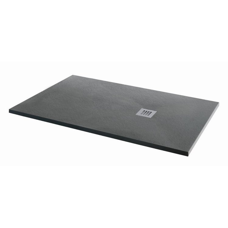 MX Minerals 1700 x 750mm Ash Grey Slate Effect Rectangular Shower Tray